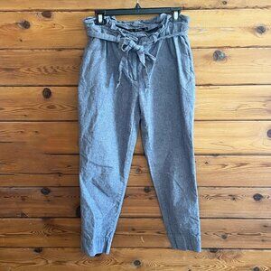 ZARA Blue Paper bag Waist Tie Belt High Rise Trousers Pants Size Small